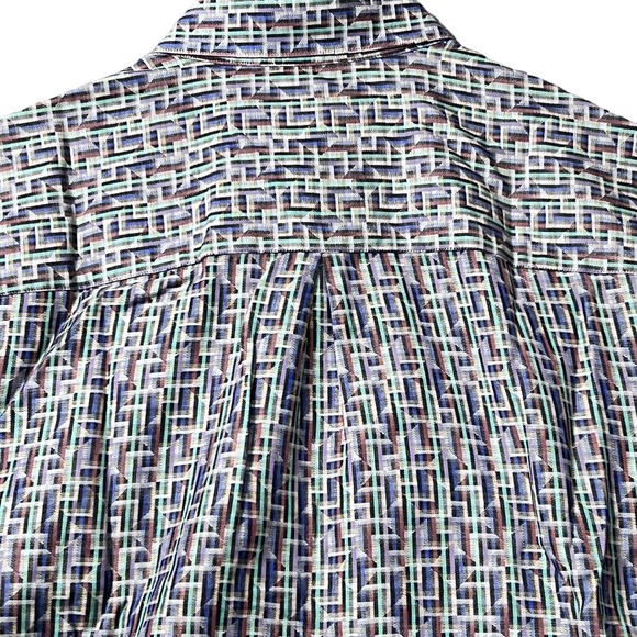 Jhane Barnes Mens Button Down Shirt M 15-1/2 Gray Brown Cotton Long Sleeve - Picture 3 of 8